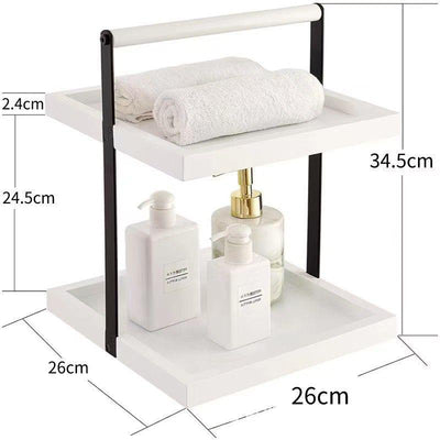 2-Tier Rustic Wood Bathroom Vanity Organizer