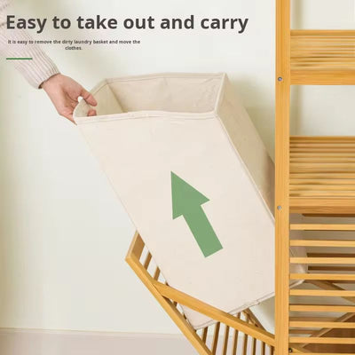 Bamboo Tilt-Out Laundry Hamper with 2-Tier Storage Shelves