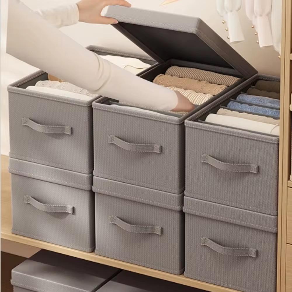 Foldable Fabric Clothes Organizer Box with Removable Lid