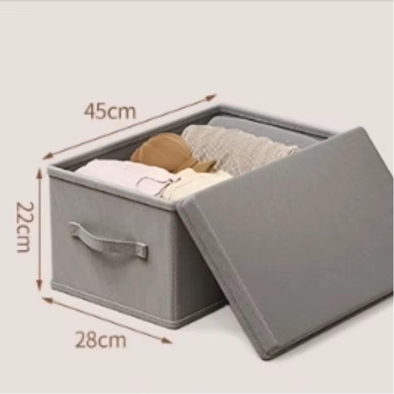 Foldable Fabric Clothes Organizer Box with Removable Lid