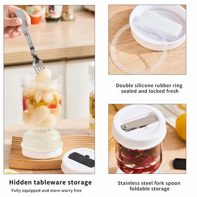 Clear Pickle Hourglass Flip Jar with Folding Stainless Steel Fork