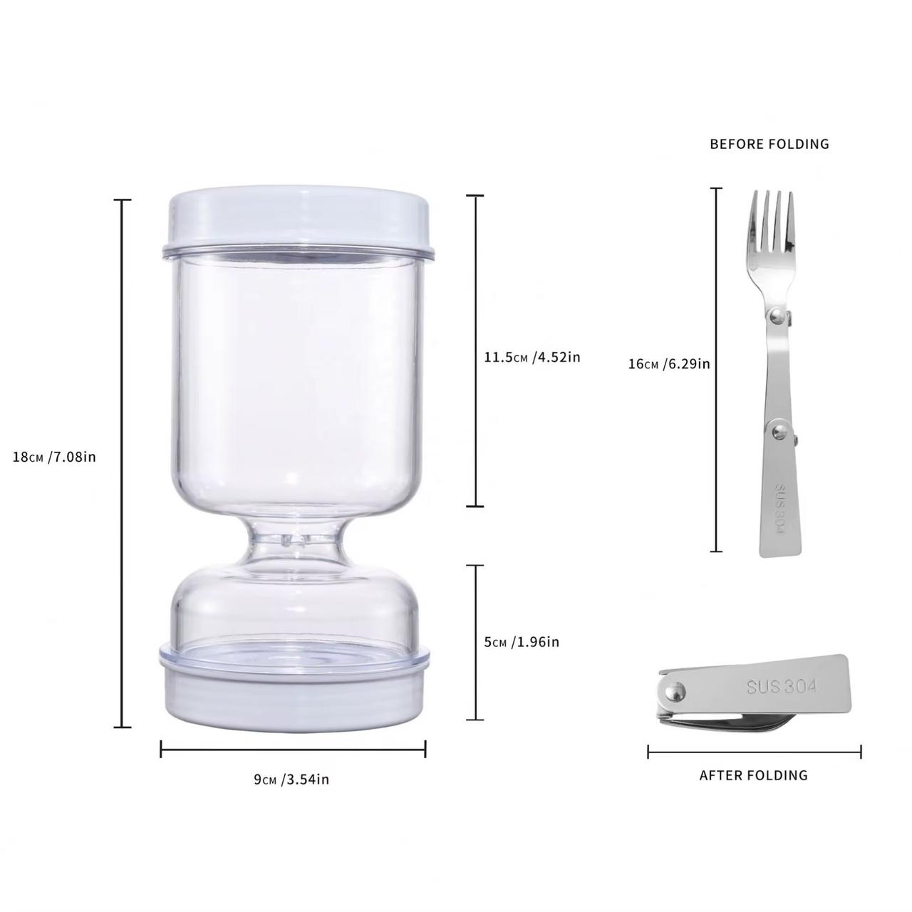 Clear Pickle Hourglass Flip Jar with Folding Stainless Steel Fork