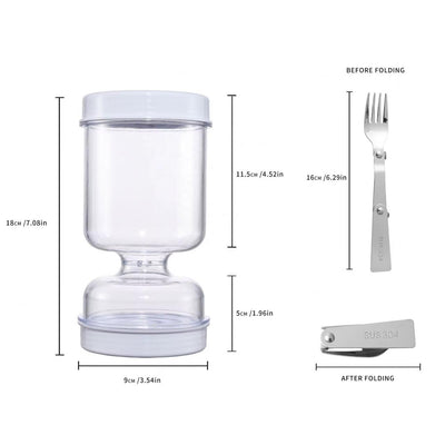 Clear Pickle Hourglass Flip Jar with Folding Stainless Steel Fork