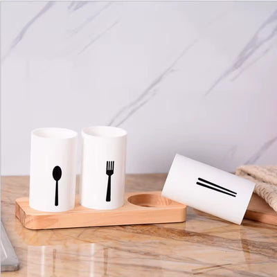 Ceramic 3-Compartment Utensil Organizer Set
