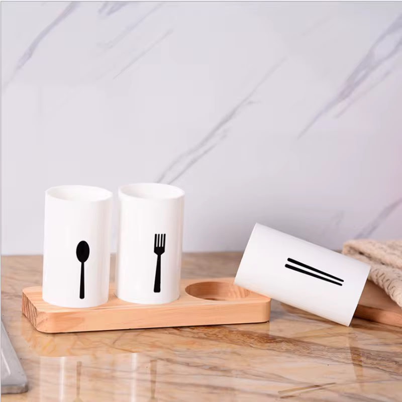 Ceramic 3-Compartment Utensil Organizer Set
