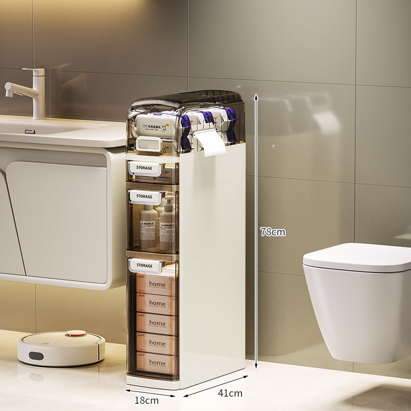 Slim 4-Tier Kitchen & Bathroom Storage Cabinet with Built-in Tissue Dispenser