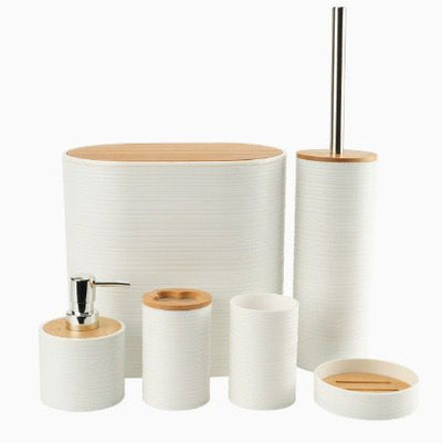 6-Piece Bamboo Bathroom Accessory Set