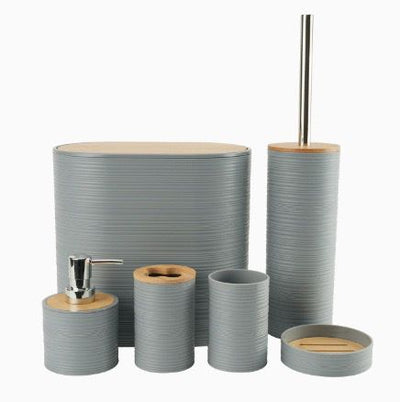 6-Piece Bamboo Bathroom Accessory Set
