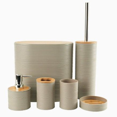 6-Piece Bamboo Bathroom Accessory Set