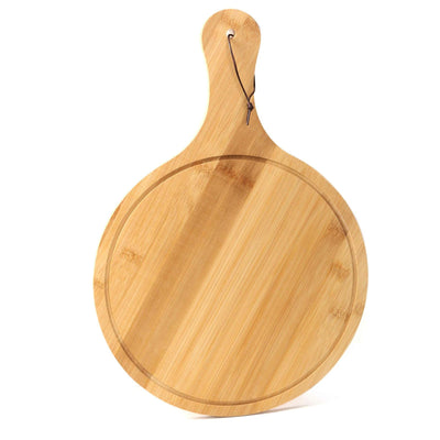 bamboo round wooden pizza serving tray with handle for multipurpose use for vegetables fruits and cheese