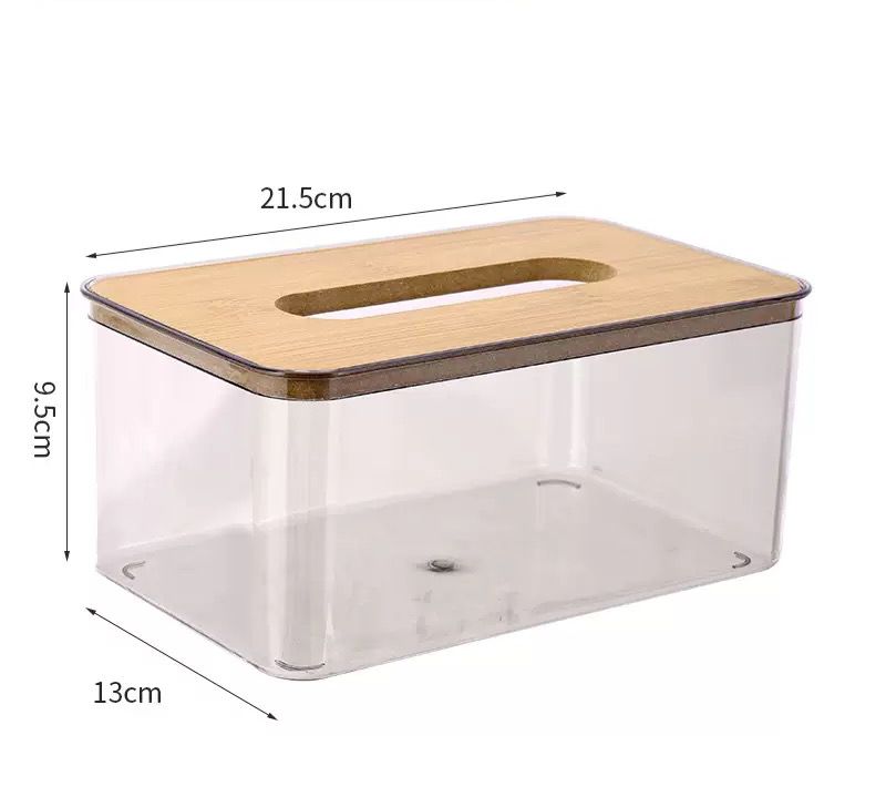 Translucent Tissue Box Cover with Natural Bamboo Lid