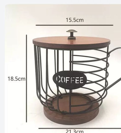 Mug-Shaped Wire Espresso Pod Organizer with Wooden Accents