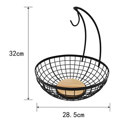 Modern Wire Fruit Bowl with Integrated Banana Hanger