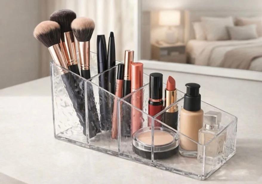 Clear 4-Compartment Acrylic Desktop & Drawer Organizer
