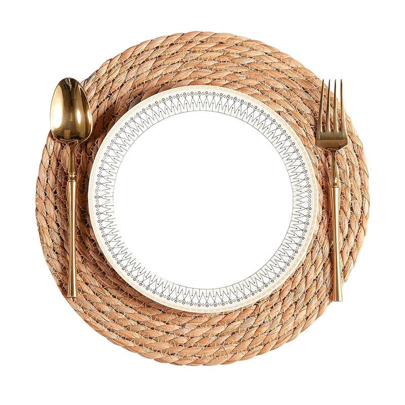 38cm Handmade Woven Round Placemat Heat Resistant for Dining Table-1 Piece