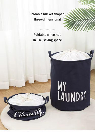 Collapsible Fabric Laundry Hamper with Drawstring Closure – Large 40x50cm