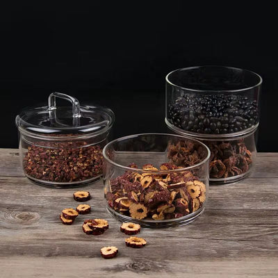 1600ML 4-Tier Stackable Clear Glass Storage Jar Set with Lid