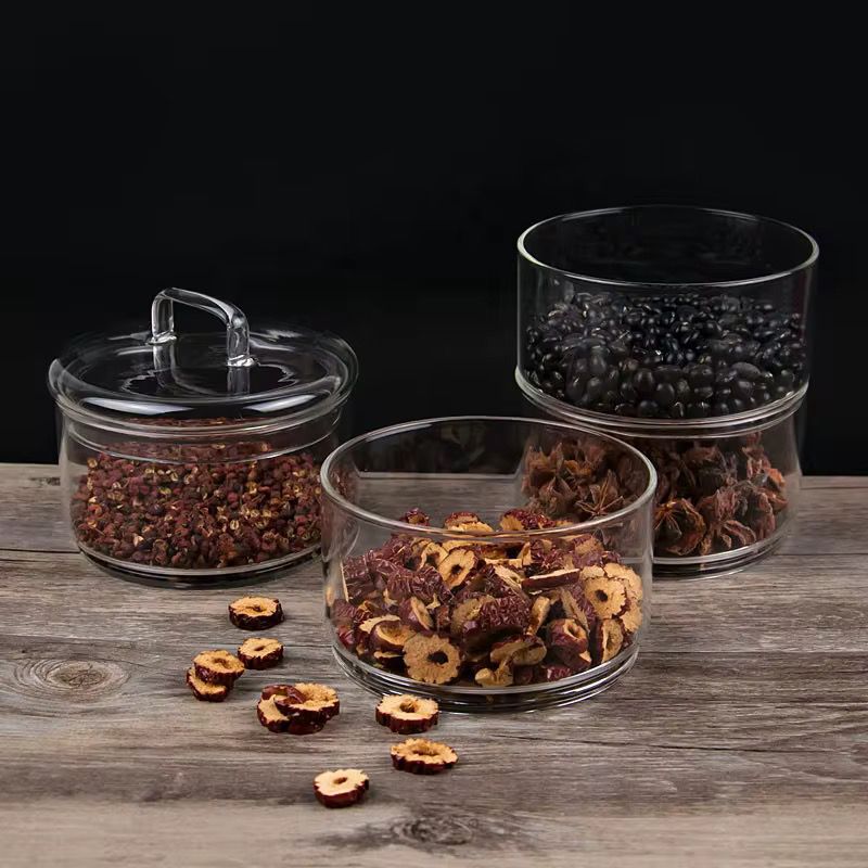 1600ML 4-Tier Stackable Clear Glass Storage Jar Set with Lid