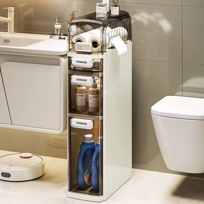 Slim 4-Tier Kitchen & Bathroom Storage Cabinet with Built-in Tissue Dispenser