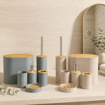 6-Piece Bamboo Bathroom Accessory Set