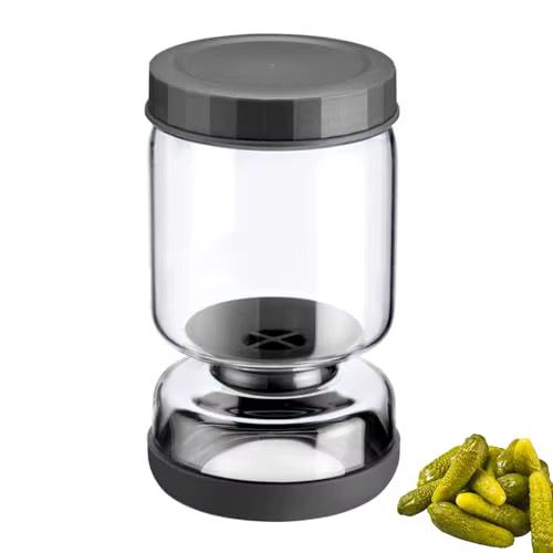 Clear Pickle Hourglass Flip Jar with Folding Stainless Steel Fork