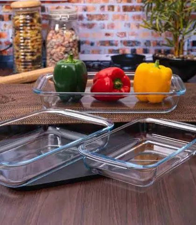 Set of 3-Rectangle Heat Resistant Glass Bakeware- Pyrex