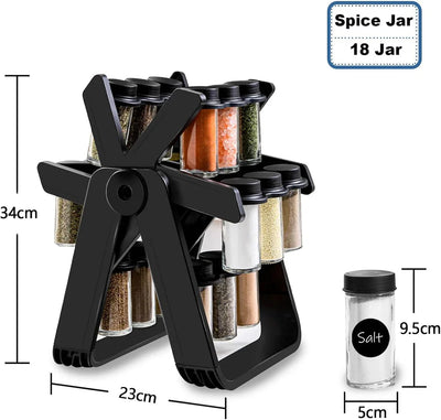 18 pieces Rotating Kitchen Seasoning Jar Set Organizer